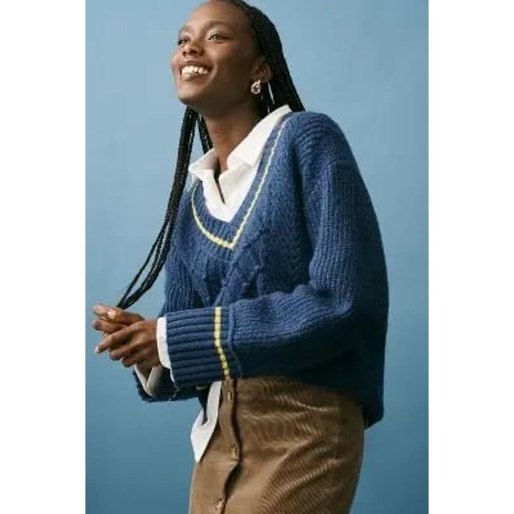 Maeve Anthropologie The Tille Blue V Neck Pullover Sweater